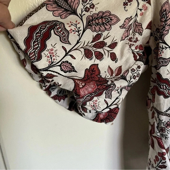Joie Linen Blend Floral Print Button Blouse Top Size Large - Picture 2 of 10